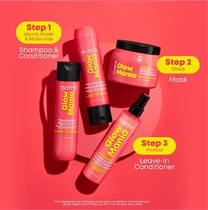 Matrix Glow Mania Color Protecting Conditioner with Glycolic Acid & Rosehip Oil for Soft Shiny Hair Sulfate-Free Haircare Cleansing Shampoo