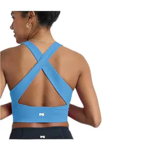 POPSUGAR Long Line Sports Bra Women, Workout Crop Tops for Women Longline Criss Cross Gym Yoga Tops with Built in Bra