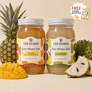 True Sea Moss Gel 2-Jar Bundle: Mango-Pineapple & Soursop – Rich in Essential Minerals & Vitamins – supports vitality