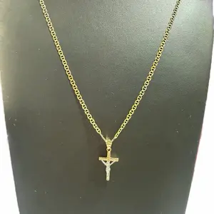 14Kt Gold Mariner Chain 2.5mm 20” + Crucifix Pendant
