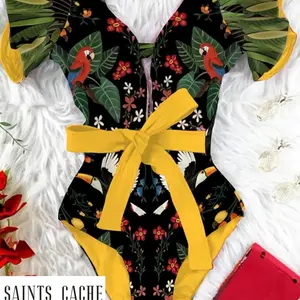Saints Caché 'Take Me To Mexico' One-Piece Bathing Suit with Belt - Perfect for River Floating and All-Day Comfort