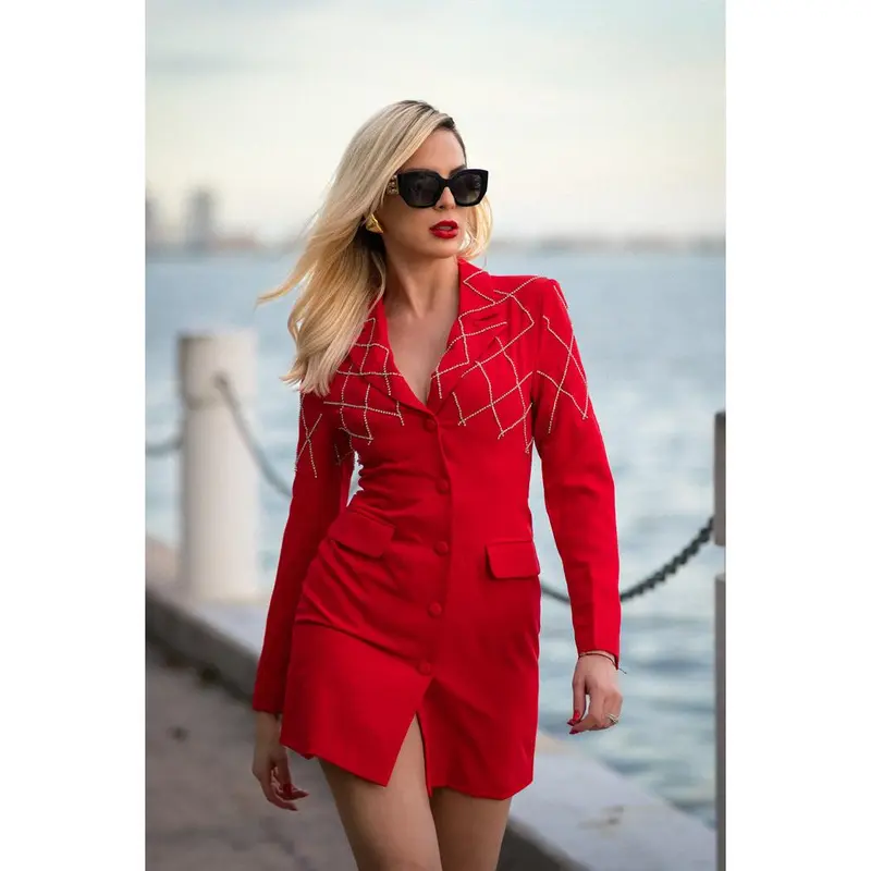 strapless open back dress Marilyn Red Midi Dress main image 0
