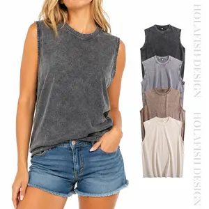 Holafish 1/3 Pack Women’s Cotton Sleeveless Acid Wash Tank Tops, Soft Cotton Lightweight Breathable Summer Shirts for Gym, Casual & Streetwear,summerwins,summeroutfits,vacationoutfits,beachoutfits