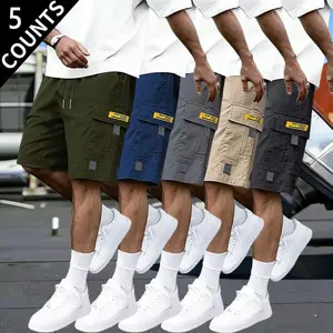 Men’s 5-Pack Cargo Shorts, Loose-Fit Casual Tactical Shorts with Multiple Utility Pockets, Elastic-Waist Summer Shorts for Men, Ideal for Outdoor Activities, Hiking, Work, and Everyday Casual Wear