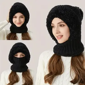 	Womens Winter Balaclava Headgear Hat Cap Full Face Coverage Neck Warmer Windproof Knitted Mask for Skiing Snowboarding Hiking Cycling Cold Weather