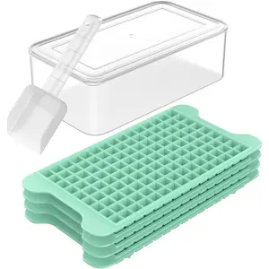Mini Ice Cube Tray for Freezer: Small Ice Trays for Freezer with Bin - 135×4PCS Easy Release Nugget Ice Tray - Crushed Ice Tray with Container Kitchen Utensils Kitchenware
