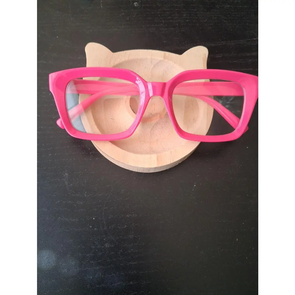 Pink Cat-Ear Design Glasses with Unique Frame and Clear Lenses for Stylish Wear