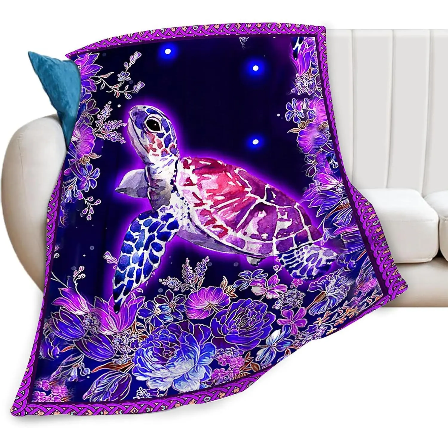 Turtle Cloud-Like Flannel Throw Blanket - Classic, Wrinkle-Resistant, Super Soft, Warm Plush, Lint-Free, Infant-Friendly, 30x40 in, 60x80 in & Multi-Size Options, All Seasons, Home & Travel Use, Turtles Themed for Birthday Gifting