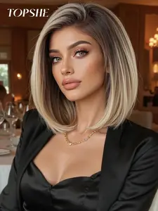 Topshe 13x4 HD Lace Front Wig, Ivory Color 10 Inch Straight Hair, Natural Look for Daily Wear and Special Occasions, Christmas Festival, Lace Frontal Wigs, Lace Hairline Wig