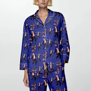 Trump 45 47 President Sleepwear, Cozy Holiday Wear, Trump Dancing Unisex Pajamas Pants, Trump Family Sleepwear, Dancing Trump Pajamas Set