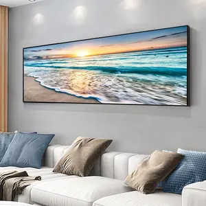 Beach Waves & Sunset Pattern Canvas Poster without Frame, 1 Count Modern Canvas Wall Art, Wall Decor for Home Living Room Bedroom Office