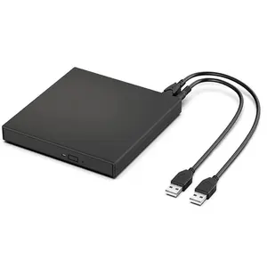 USB External CD-Rw/DVD Burner, 24x High-Speed Dual Data Line Power, Plug-And-Play Shockproof Portable Drive, Compatible with Multiple Systems