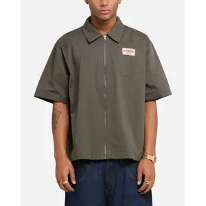 Carre Workwear Zip Up Shirt Khaki