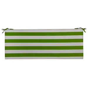 RSH Décor Foam Bench Cushion, Indoor Outdoor Use, 72” x 18” x 2”, Kiwi Green & White Stripe Design, Made in USA