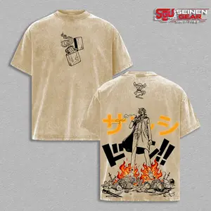 Sanji Vintage Washed Oversized T-Shirt, 1 Piece Anime Graphic Tee, Straw Hat Pirates Cook Shirt, Unisex Streetwear Soft Cotton Top Outfit for Men, Gift for Anime Fans