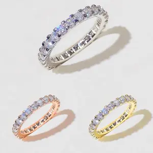 Sparkly Full Eternity Band Ring,Copper Zircon Light Luxury Fashion Ring for Women, Daily & Party Wear,Birthday Gift,Mother's Day