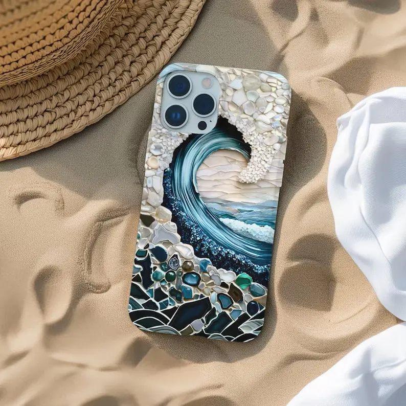 Ocean Ripple MagSafe Fit iPhone Protect Cover - TPU Protective Accessory, Rainbow Teal Coastal Beach Theme, Compatible with iPhone 11/12/13/14/15/16/17, Ideal Holiday Gift for Friends, Accessories, Iphone 15,back to school,back to school haul