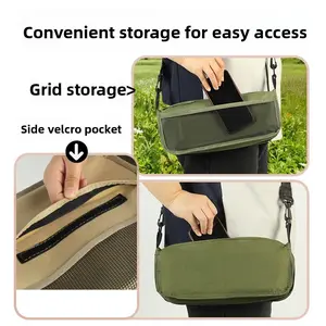   2-in-1 Foldable Camping Stool with Storage - Compact Outdoor Portable Chair for Beach, Fishing, Picnic, BBQ, and Garden