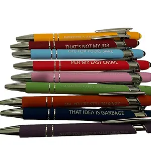 Snarky NSFW Pens - Soft Core Supplies with Multiple Colorful Sayings for Office Use - Cuss Words No Graphics