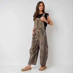 The Wild One Leopard Denim Overalls