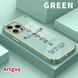 Phone Case for iPhone 17 Air 16 Pro Max 15 Plus 14 13 12 11 Flower Cross Drop Protection Shockproof Soft Silicone smartphone Cover.HM162