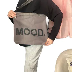 Mood Bag Canvas Tote for Everyday Use - Stylish Design with "MOOD" Text, Ideal for Carrying Wares girlfriend gift