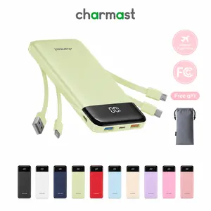 Charmast Ultra-Slim 10000mAh Portable Charger with Built-in Cables 6-Output & 3-Input Fast Charging External Battery Pack Power Bank for Smartphones Tablets USB-C Devices Travel Ready Airline Approved #Summervibes