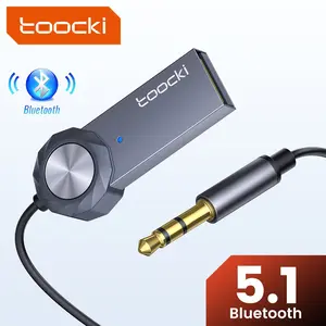 Toocki Car Aux Bluetooth-compatible 5.1 Adapter, Wireless Audio Receiver USB to 3.5mm, Hands-Free Mic, Mono Audio Jack for Cars