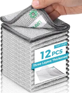 12 PCS Non Scratch Wire Dishcloth, Cleans Fast Without Scratching, Stands Up to Stuck-on Grime, Multi-Surface Safe, Wire Dishwashing Rag Cleaning Power for Everyday Jobs 7.87“ x 7.87”