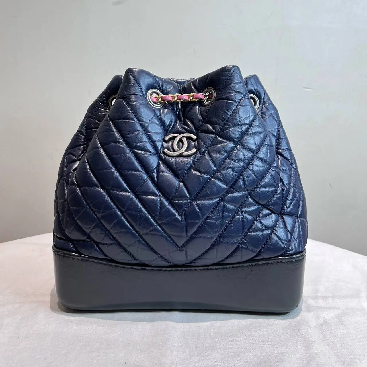 Pre-owned CHANEL leather Backpacks Gabrielle Series chevron quilted backpack