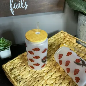 Red Cloud Akatsuki Itachi Glass Cup w/ Lid and Straw Drinkware