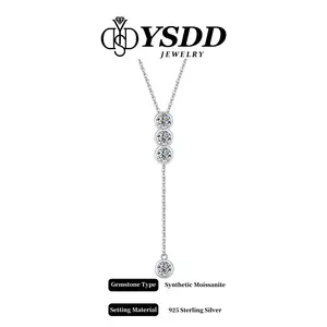 Long-rimmed Round Clipping Necklace Suitable for Special Occasions Special Models 925 Sterling Silver Synthetic Mossan Stone Necklace