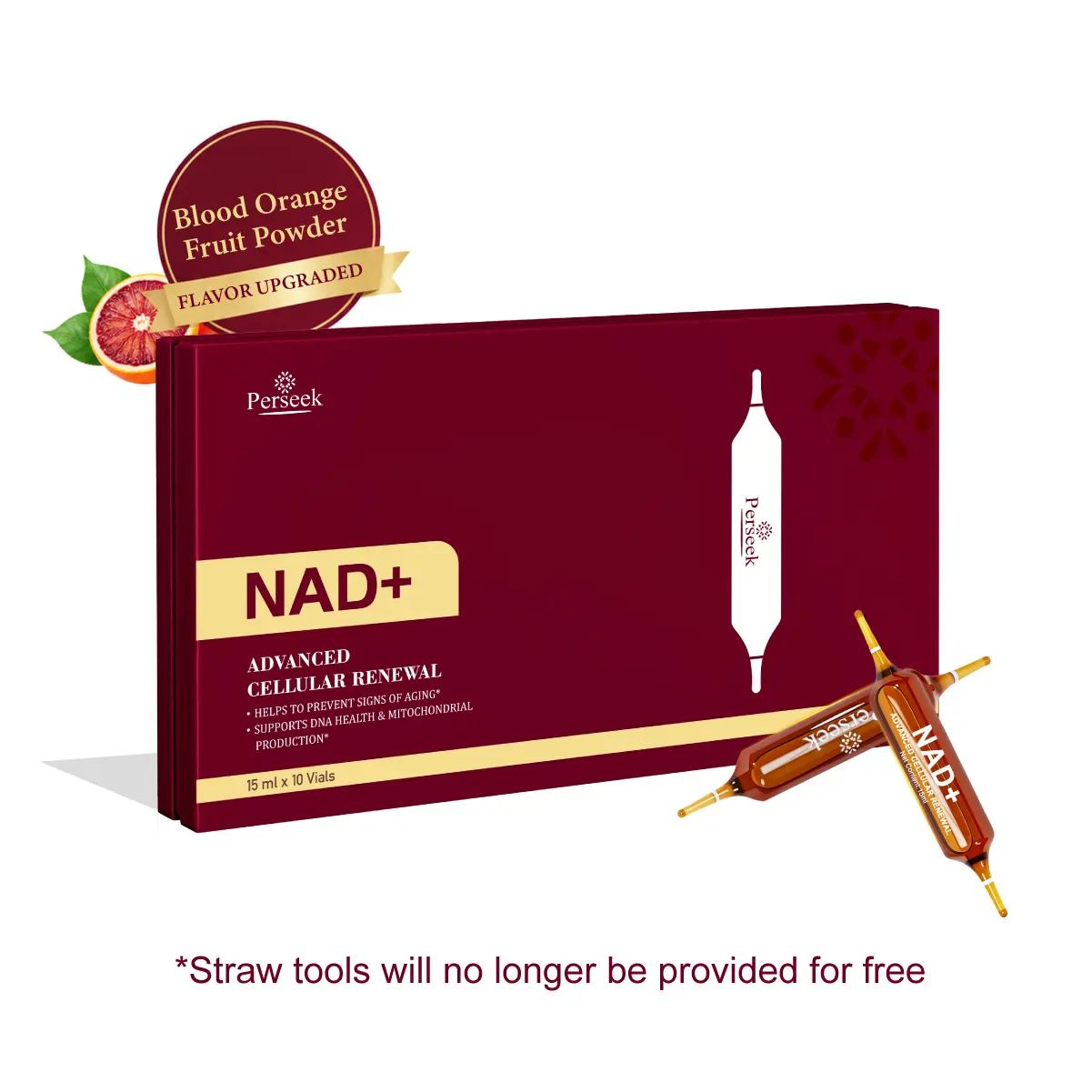 PERSEEK Edible High NAD+ Wellness Supplement, 1200mg Advanced Cellular Renewal Energy Boost, 10-Vial Liquid Pack for Metabolism Support, Youth & Brain Focus, Antioxidant, Fitness Aid, Prop 65 Safe, 10 Vials Pack