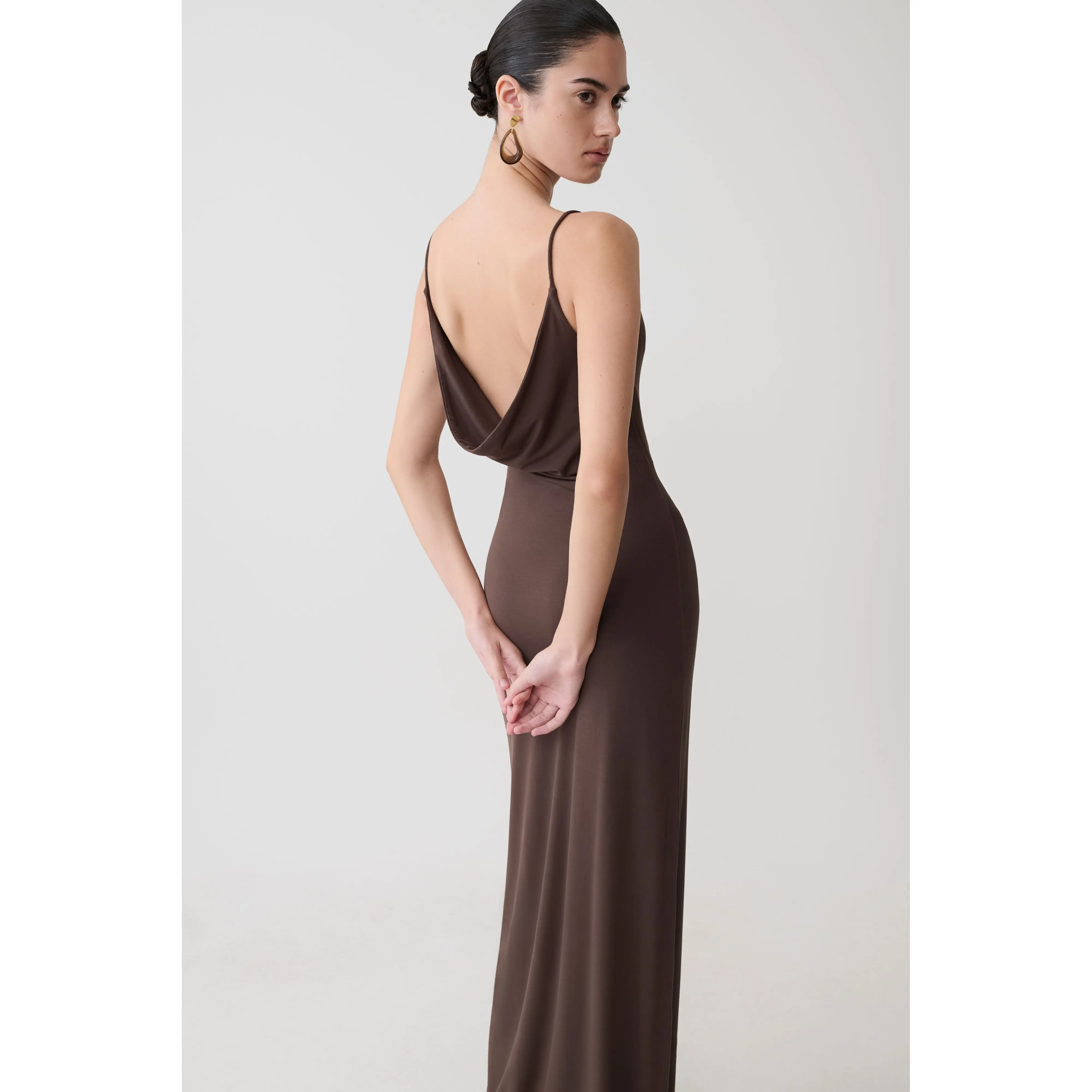 Joni Cowl Maxi Dress - Bitter Chocolate