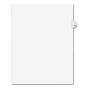 Avery AVE Numeric Divider- 31- Side Tab- 11 in. x 8.5 in.- 25-PK- White