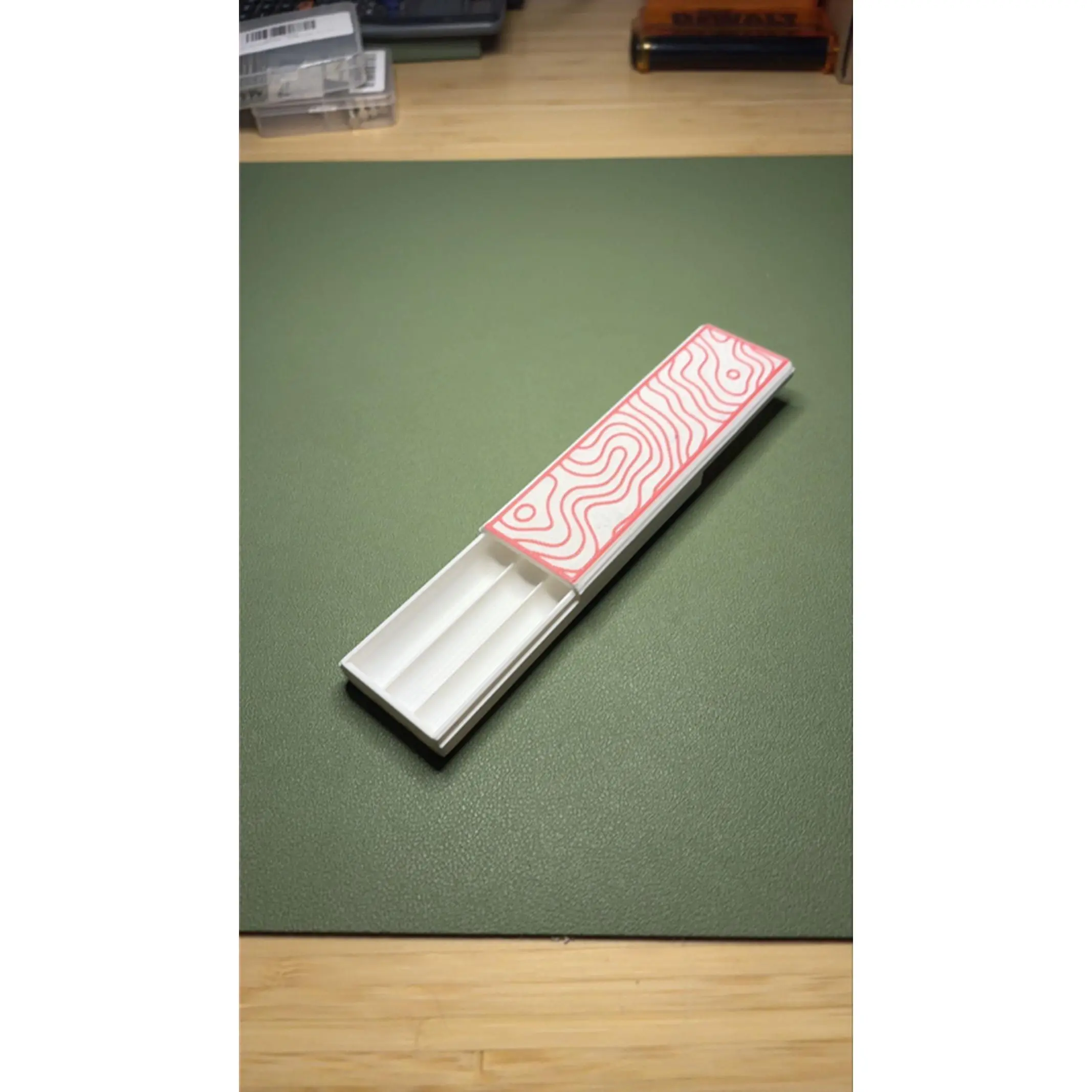 Pink and White Magnetic Sliding Case for Organizing and Storing Items