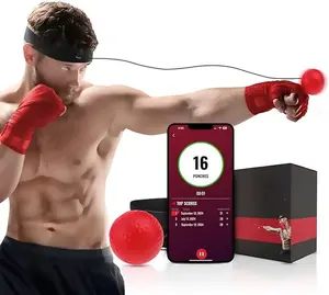 Boxing Reflex Ball with Punch Counter App Improve Hand Eye Coordination & Reaction Speed  Boxing Equipment for Training Adjustable Gear for Kids