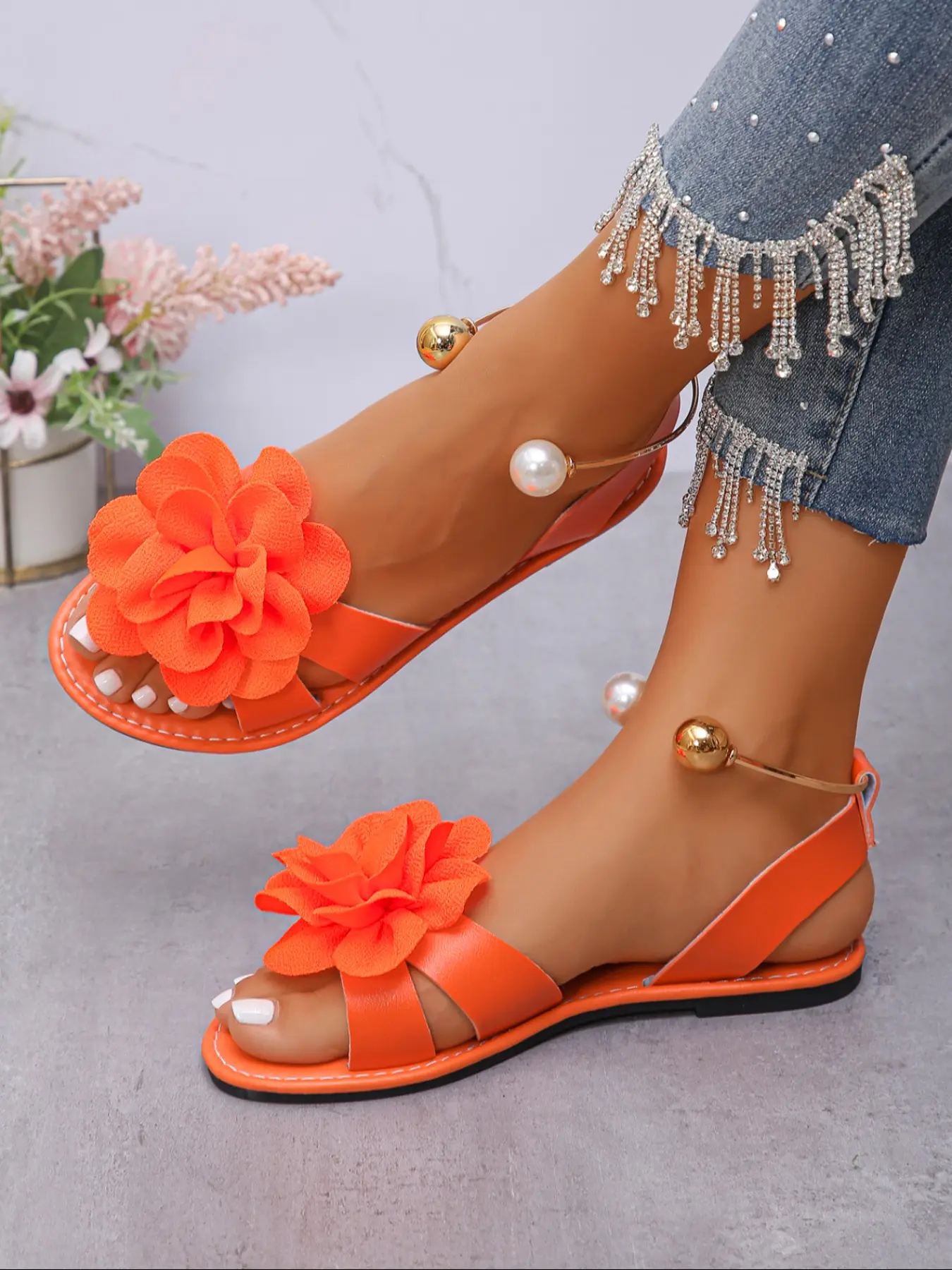 Women's Plain Flat Summer Sandals, Boho Style Sandal, Elegant Fashion Casual Daily Wear, Simple Design Comfortable Shoes for Everyday Use