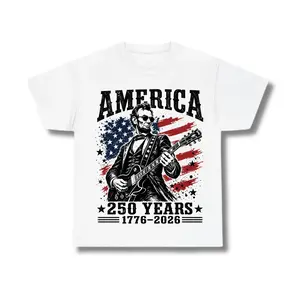 America 250 Years 1776-2026 T-Shirt, Patriotic Guitar Graphic Tee, Clean Design USA Anniversary Shirt, Casual Gift Apparel For Men Women