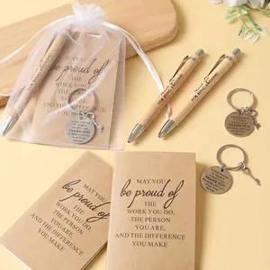 12 Piece Thank You Gift Set, Team Employee Appreciation Gifts, Bamboo Pen, Notebook, Inspirational Keychain, Bag, Student Education Gifts, Office Party Prizes