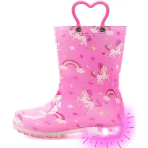 P-SOK028   Toddler Kids Adorable Lightwight Waterproof Rain Boots Light Up by Steps