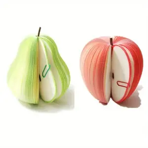 2pcs Creative Fruit Sticky Notes Set, Tear-Resistant Apple Pear Shape, Non-Sticky Memo Paper, Office Fun Desk Organizer, School Kitchen Party Decor, Office Supplies