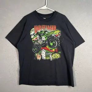 Vintage 90s Undertaker Scariest Show On Wheels Monster Truck T Shirt Sweatshirt Hoodie 2 Sided MADE IN USA REPRINT