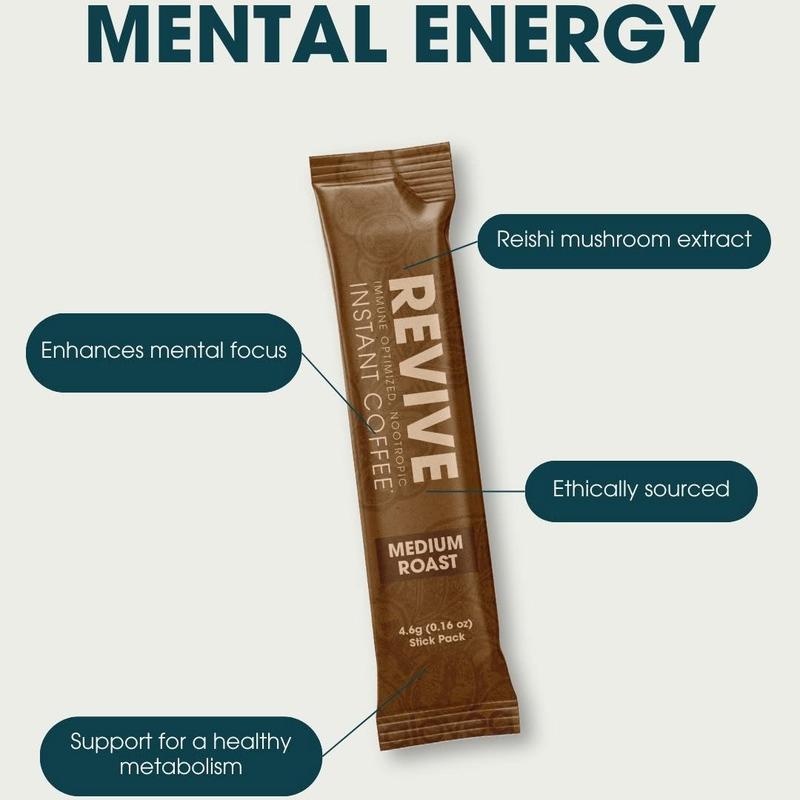 Alovéa REVIVE Coffee - Immune Optimized Nootropic Instant Coffee with Acemannan & Ganoderma - Beverage Supports Mental Focus & Healthy Metabolism
