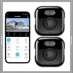 [2 PCS]CowWolf 5MP Window Camera,2K Ultra HD Quality with Starlight Night Vision,2.4GHz & 5GHz Wi-Fi Camera for home security,Multisharing and Motion detection,Cloud storage and Two-way audio,Easy & Quick Install