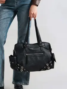 Large Capacity Casual Versatile Shoulder Crossbody Bag, Tote Bag, Retro Cool Motorcycle Bag, Unisex Fashion Accessory