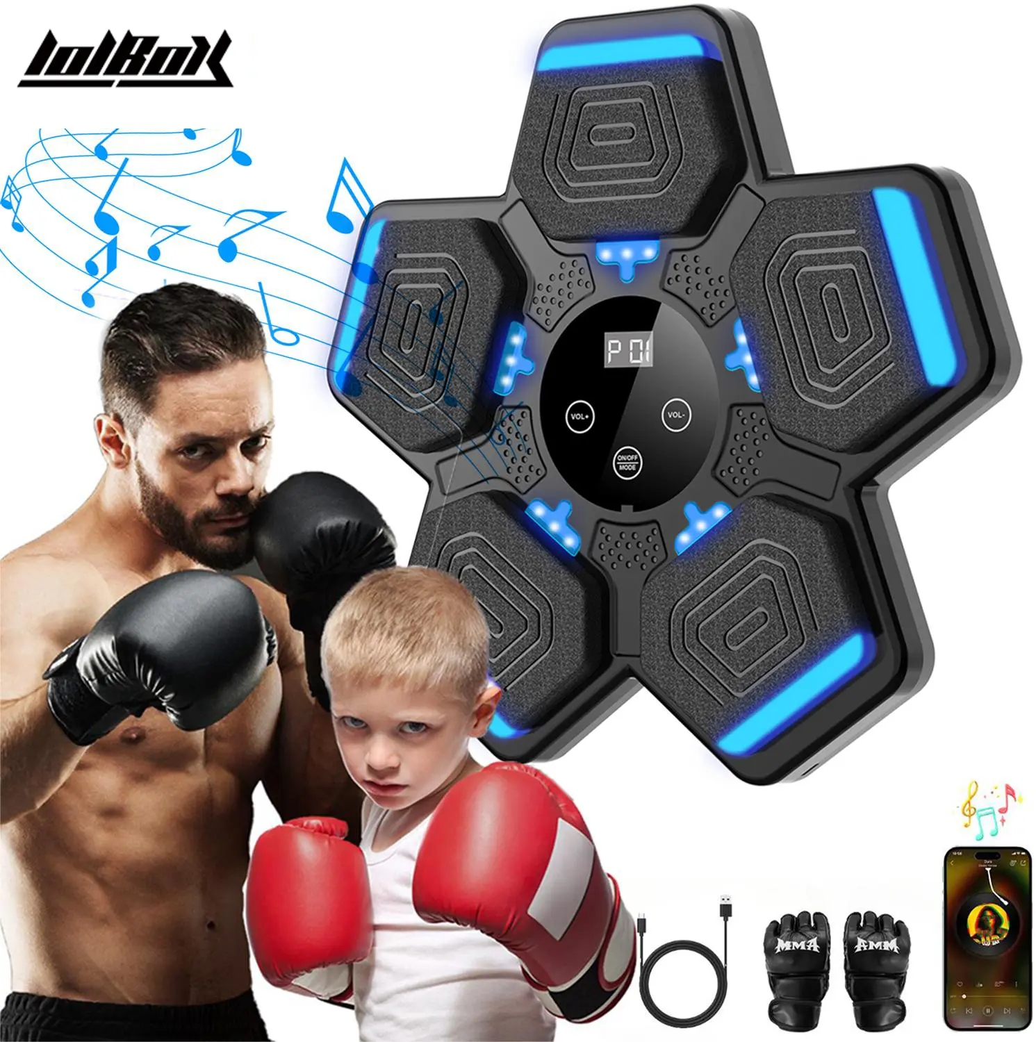 Music Boxing Machine Wall Mounted | Interactive Punching Trainer With Gloves For Adults & Kids