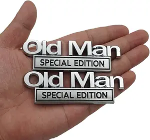 Pair Set Old Man Special Edition Emblems D Metal Badge Decal Sticker Car Truck Replacement for Universal Vehicle Truck SUV Door Window Scooter (Silver Black)