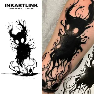 INKARTLINK Magic Tattoo 2 Sheets, Waterproof, Semi-permanent, Long-lasting, Temporary, Simple Fake Tattoo Sticker, Out-of-body Tattoo, Juice Tattoo, Party Tattoo, Art Tattoo（ Cute Ghost）