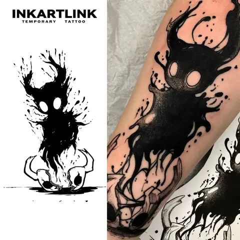 INKARTLINK Cute Ghost Magic Fake Tattoo Stickers (2 Sheets) - Waterproof, Semi-Permanent, Long-Lasting, All Skin Types, Casual, Fantasy - Juice, Art, Out-of-Body Party Tattoo Stickers